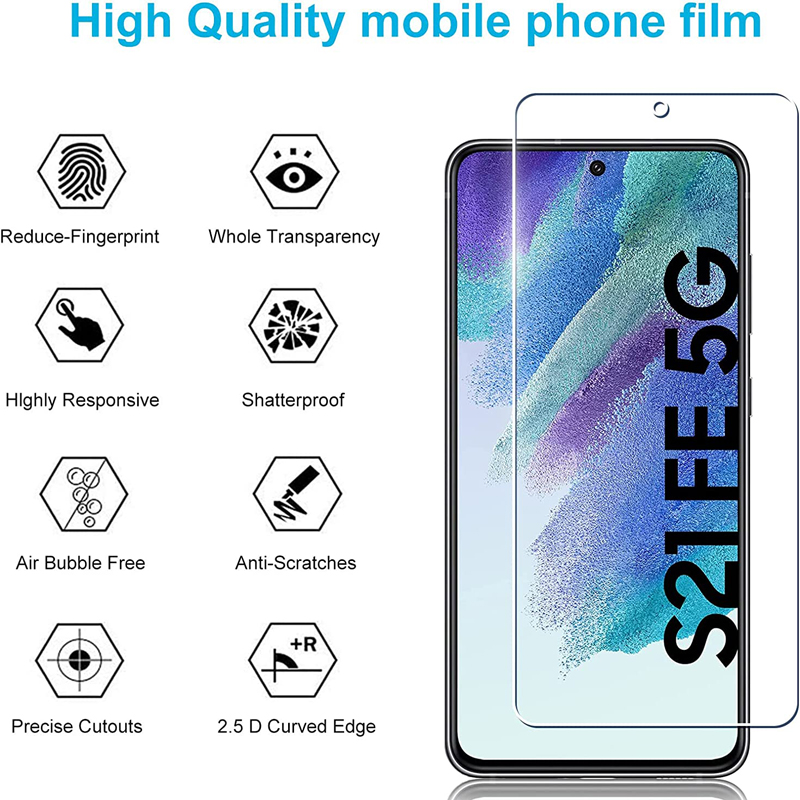 Film protecteur d'écran en verre pour Samsung Galaxy S23, S20 FE, S21FE, 2.5D, 9H, 4 pièces n° 2