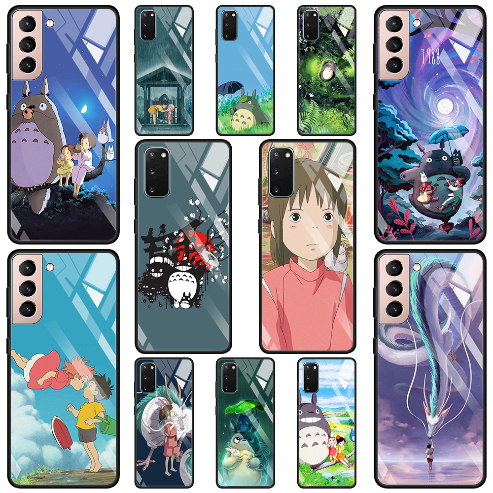 Studio Ghibmovies-Coque en verre Totoro Guatemala, étui pour Samsung Galaxy S23 S22 S21 S20 FE Ultra S10 S9 S8 Plus Note 20Ultra 10Plus n° 1