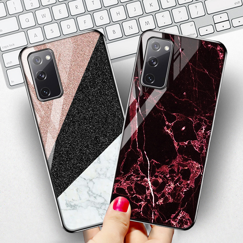 Coque en verre trempé, marbre, étui pour Samsung S21 FE Funda S23 Ultra S22 Plus S20 Note 10 Plus A53 5G A13 A33 A04s A22 A52 A52s n° 3