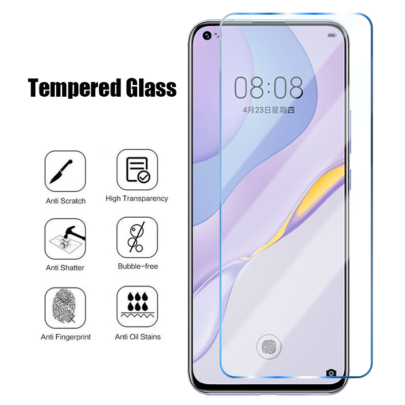 Protecteur d'écran en verre pour Huawei, 4 pièces, pour modèles P40, P30, P20 Mate, 20 Lite, P Smart, Z 2021, Y7, Y6 2019, Honor 20, 10, 50 Lite, 8X, X8 n° 4