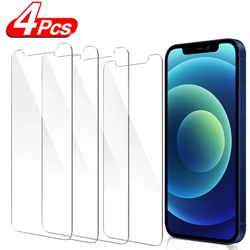 Protecteur d'Écran en Verre pour iPhone, 4 Pièces, 13, 11, 12 Mini, 15, 14 Pro Max, 6S, 7, 8 Plus, Poly XS Max n° 1