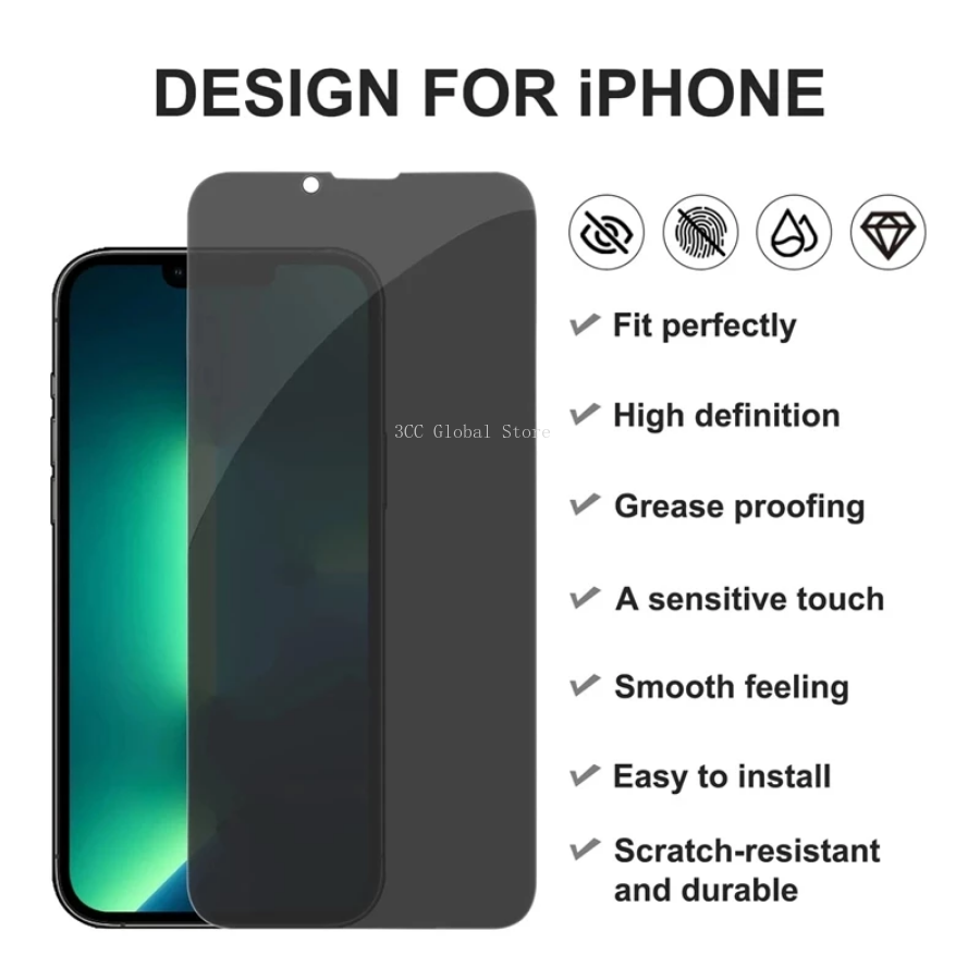 Protecteur d'écran de confidentialité anti-espion pour iPhone, verre guatémaltèque, 11, 12, 13, 14, 15 Pro Max, SE, 3, 7, 8 Plus, XS Max Poly, 2 paquets n° 5