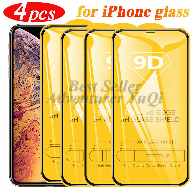 Protecteur d'Écran en Verre pour iPhone, Sans Soleil, Colle Complète 9D, Guatemala, X, Poly, XS, 7, 8, SE, 14, 13, 15, Pro, Max, 4 Pièces, 12, 11, 2020 n° 1