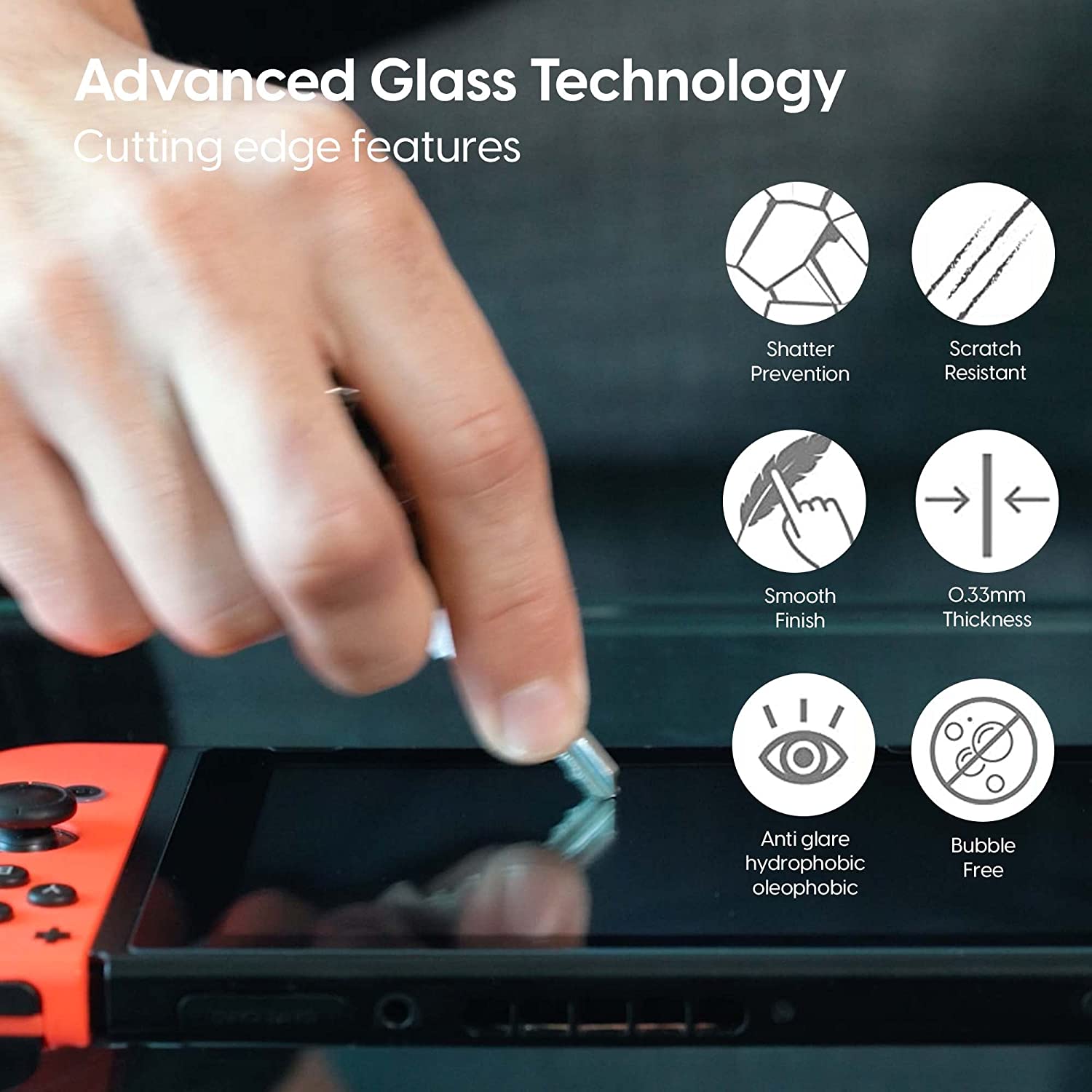 Protecteur d'écran en verre trempé, Film de protection rigide pour Console de jeu Nintendo Switch, Switch Lite et Switch OLED n° 4