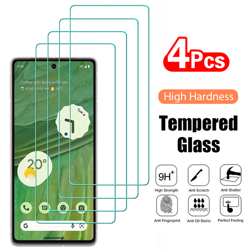 Film de protection d'écran en verre transparent 9H, 4 pièces, pour Google Pixel 8 Pro 7 7A 6 snap5 5A 4A 4 XL 3 n° 1