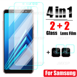 Verre de protection 4 en 1 pour Samsung Galaxy horizon A8 Plus A9 A7 A5 2018 J6 J4 Plus J8 J7 2018 A30, film d'objectif small picture n° 1