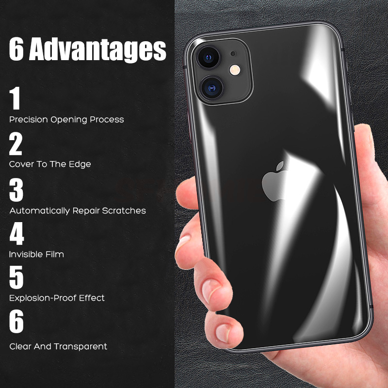 Film Hydrogel pour iPhone, Protecteurs d'écran pour iPhone 11, 12, 13, 14 Pro Max, 6, 7, 8 Plus, Film arrière en poly XS MAX, Pas de verre, 4 pièces n° 5