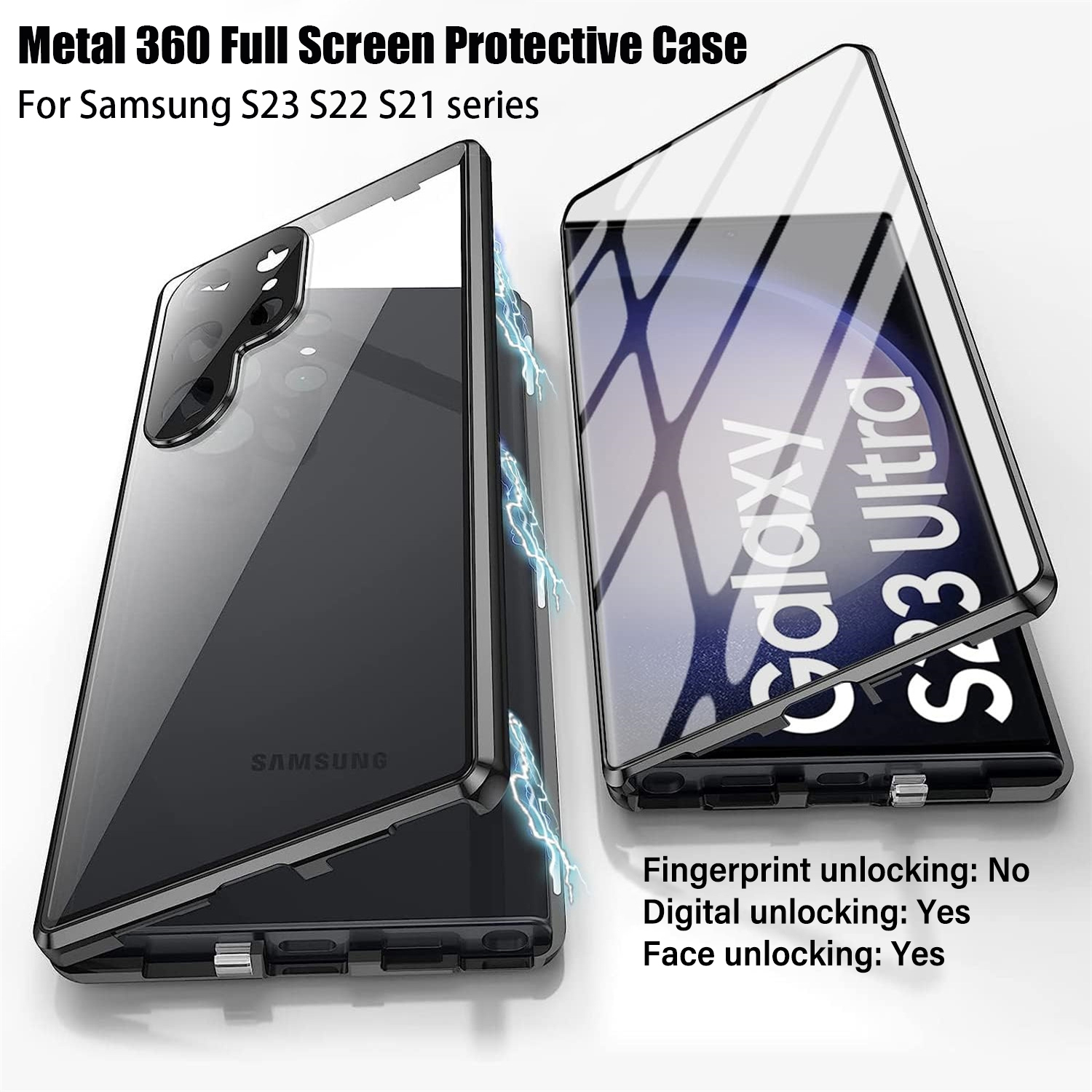 Coque magnétique en alliage métallique pour Samsung Galaxy, coque de protection en verre anti-espionnage, écran Full Surround HD, 360 °, S21, S22, S23 Ultra n° 1