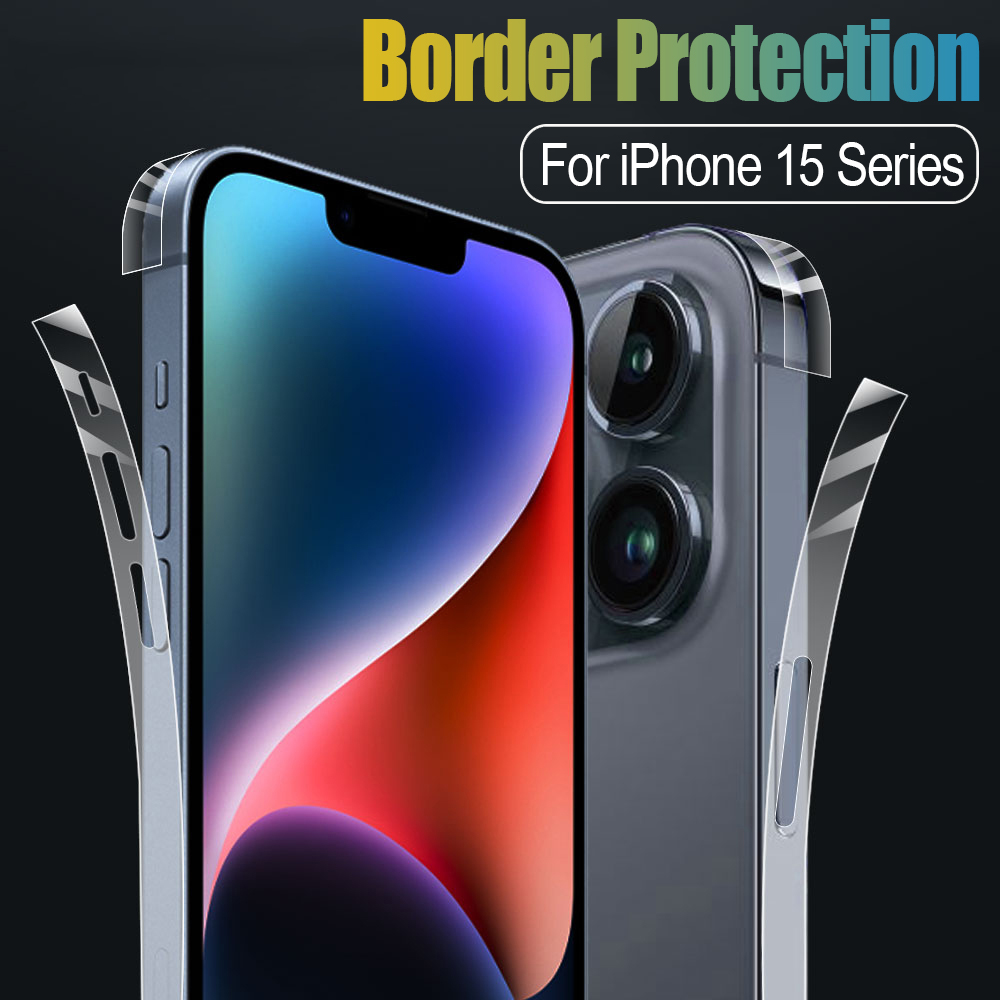 Protecteur anti-poussière pour iPhone 15 Pro Max, film latéral hydrogel transparent HD, bordure anti-rayures, autocollant n° 1