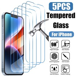 Protecteur d'écran en verre pour iPhone, verre Guatemala pour iPhone 15, 14, 13, 12, 11 Pro Max, 12Mini, 13Mini, 7, 8, 14 Plus, SE, X, XS Poly, 5 pièces