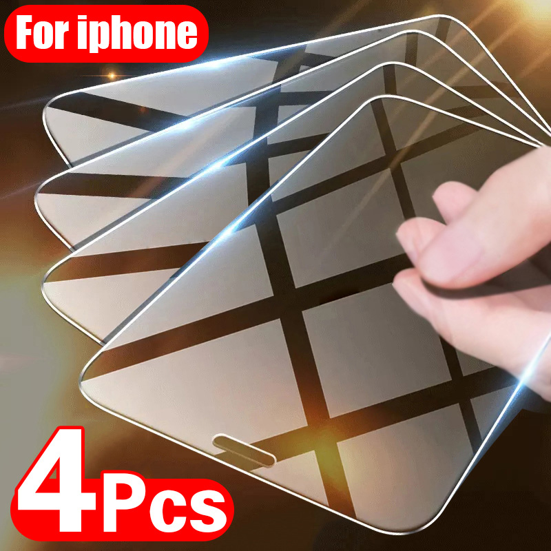 4PCS En Verre Trempé pour iPhone 11 12 13 14 Pro XR X XS Max Protecteur D'écran sur iPhone 12 Pro Max Mini 7 8 6 6S Plus 5S SE Verre n° 1