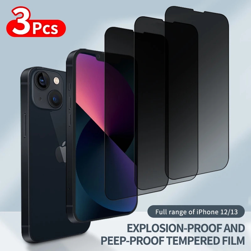 Protecteur d'écran anti-espion à couverture complète 9D pour iPhone, verre du Guatemala, confidentialité, 14, 12, 13, 11 Pro, 6, 6s, 7, 8 Plus, XS Max, Poly, SE, 2020, 3 pièces n° 1