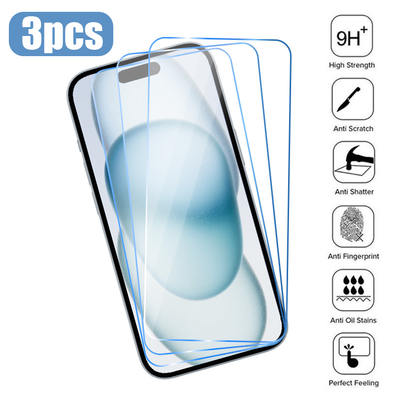 Protecteur d'écran en verre guatémaltèque pour iPhone, iPhone 15, 14, 13, 12, 11 Pro Max, Mini, 14, 15 Plus, 7, 8, Poly, X, Xs Max, SE, 2020, 2022, 3 pièces n° 1