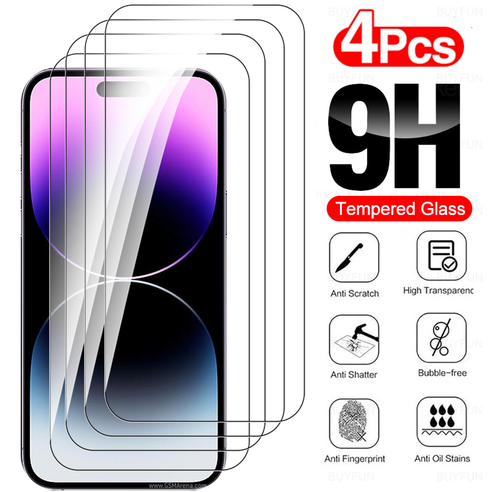 Protecteur d'écran en verre Guatemala 9H pour iPhone, film de protection de sécurité, couverture pour iPhone 13 Pro Max, 14 Pro Max, 13 Mini, 4 pièces n° 1