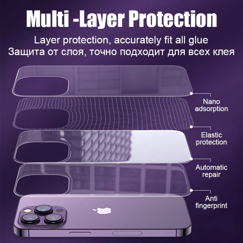 Film Arrière Hydrogel pour iPhone, Protecteur d'Écran pour iPhone 13, 11, 12, 14 Pro Max, 7, 8, 15 Plus, 14, 12Mini, 11 Pro, X, Poly XS MAX, Sans Verre n° 4