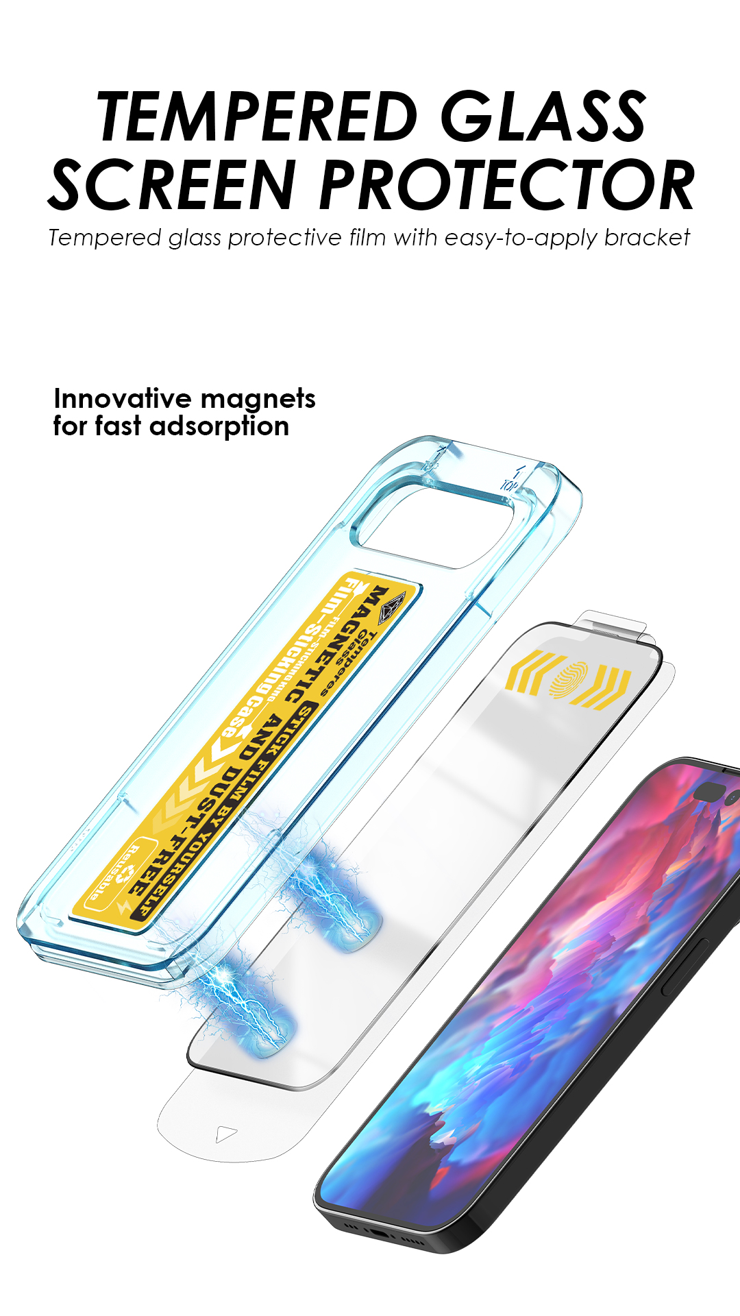 Protecteur d'écran d'installation sans poussière de luxe, verre avec bouchon anti-poussière, iPhone 15 Pro 14 Pro Max, iPhone 13, téléphone portable, nouveau n° 3