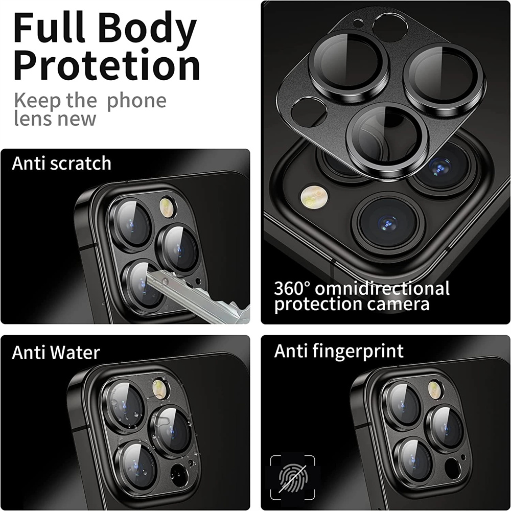 Protecteur d'objectif d'appareil photo en métal pour iPhone 14, 13 Pro Max, 13 Mini, capuchon d'objectif arrière pour iPhone 14 Plus, étuis de protection à couverture complète n° 5