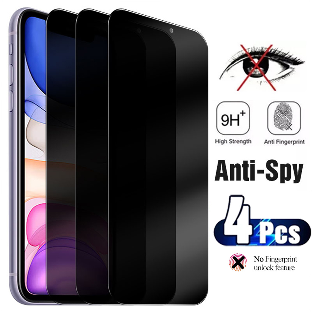 Protection de confidentialité en verre trempé Anti-reflet pour iPhone, pour modèles 14, 12, 11 Pro Max, Plus, 12, Mini SE 2020, 4 pièces n° 1