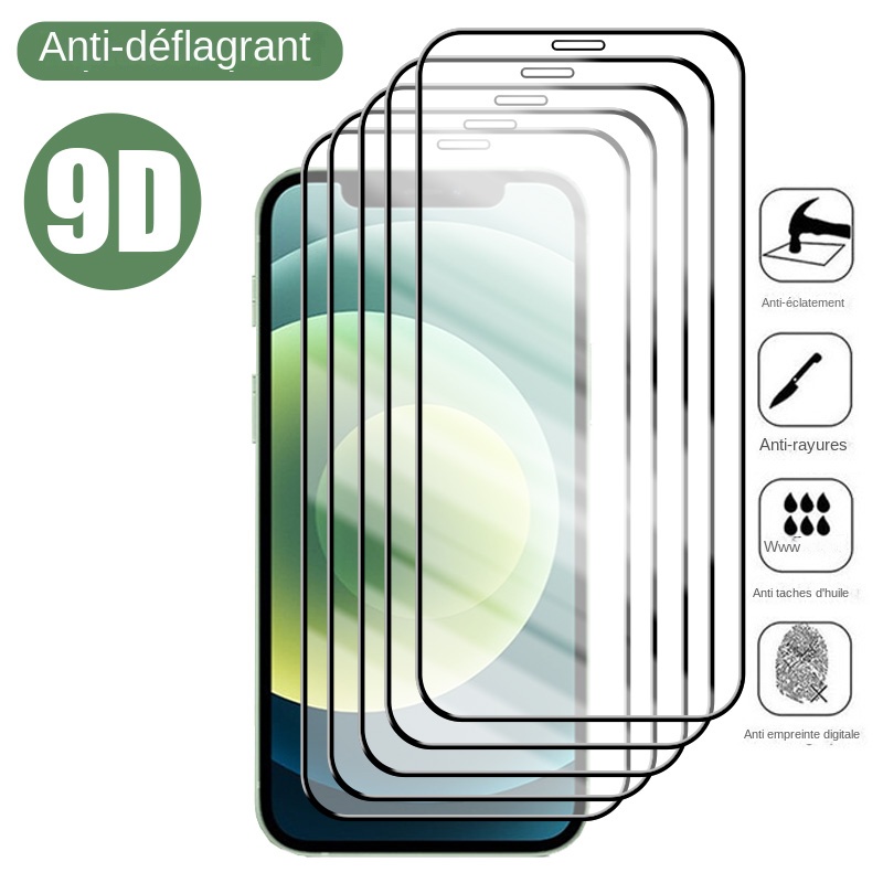 Protecteur d'écran, 5 pièces, couverture complète en verre pour iphone 14 13 Pro max 12 11 6 6s 7 8 plus SE 13 12 mini X XS Max XR n° 1