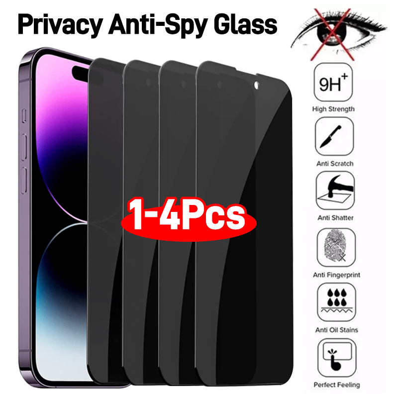 Protecteurs d'écran de confidentialité pour iPhone, anti-espion, verre guatémaltèque, accessoires de film, 15 14 11 13 12 Pro Max Mini 7 8 Plus X XS, 1-4 pièces n° 1