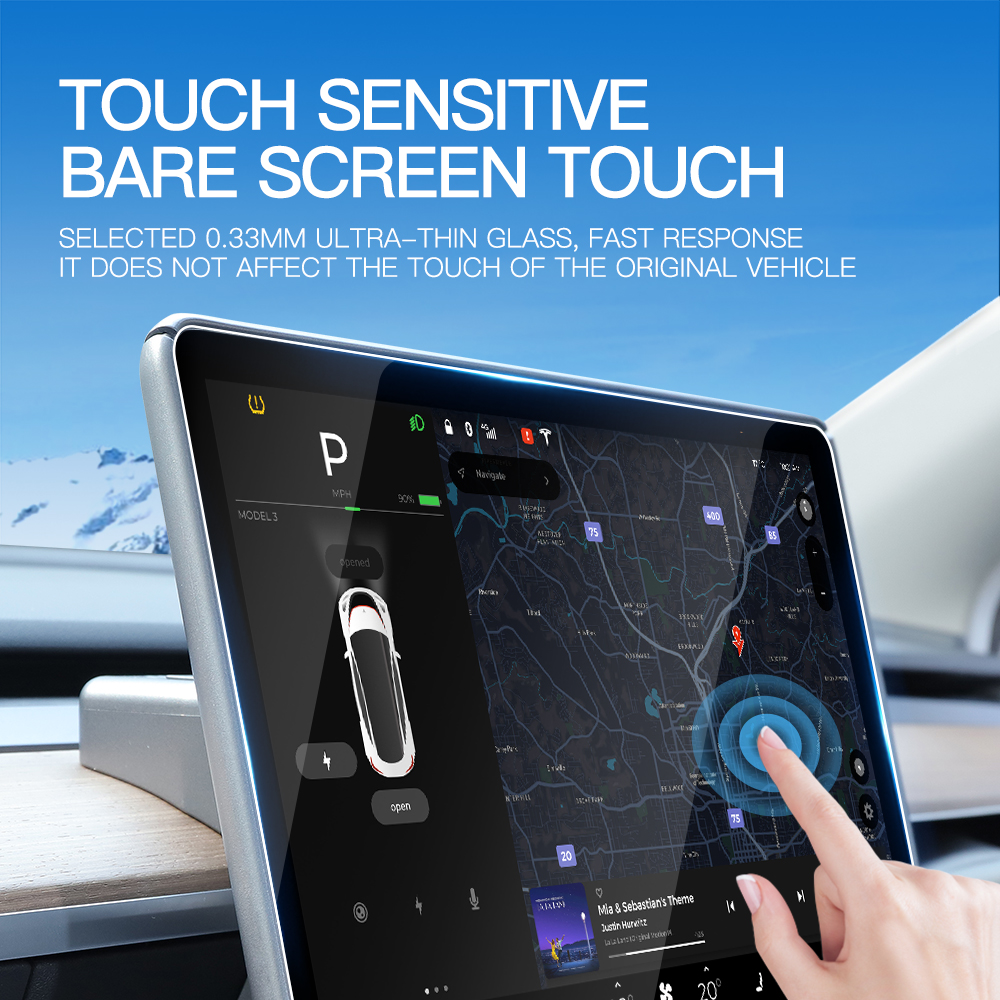 Protecteur d'écran en verre trempé YZ pour Tesla modèle 3 Y 2021-2023 accessoire de contrôle central mat Anti-éblouissement Protection de Film HD n° 4