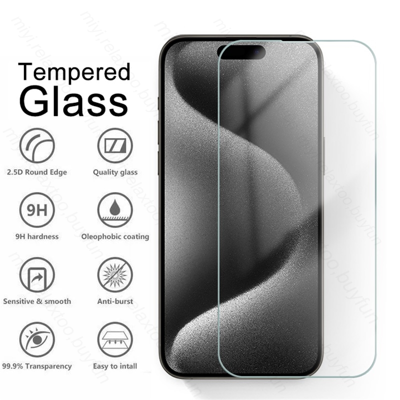 Verre de protection pour Apple iPhone, 4 en 1, 9H, Film protecteur d'écran pour objectif de caméra HD, iPhone 15 Pro Max Plus n° 2