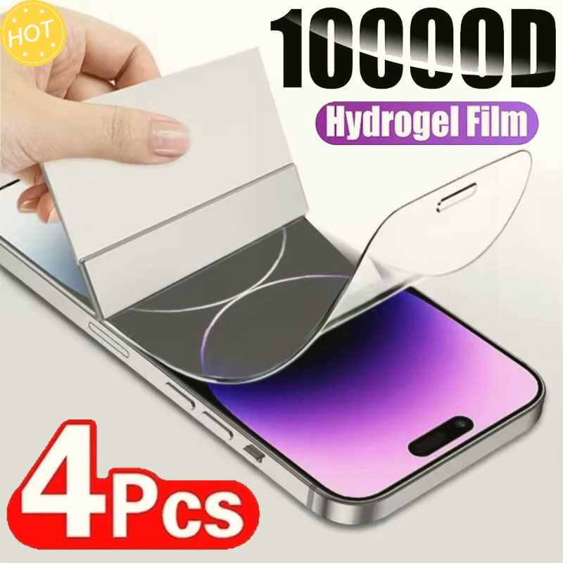 Protecteur d'écran en film hydrogel pour iPhone, couverture complète, pas de verre, 11, 12, 13, 14 Pro Max, mini, 14, 8, 7 Plus, 6, 5s, SE, 2020, 4 pièces n° 1