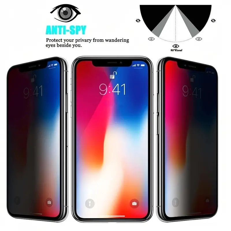 Protecteur d'écran de confidentialité pour iPhone, verre anti-espion pour 13, 12, 11, XS, Poly, Guatemala, 14, 15 Pro Max, 4 pièces n° 6