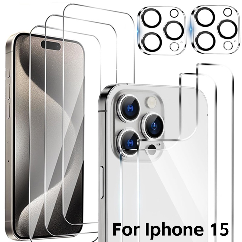 Film de protection 3 en 1 en verre guatémaltèque pour iPhone 15 Pro Max, protecteur d'écran avant et arrière avec caméra n° 1