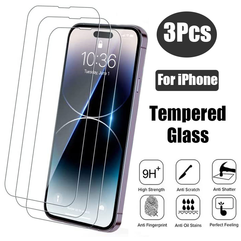 Protecteur d'Écran en Verre pour iPhone, Accessoire pour Modèles 7 8 14 Plus 14 13 12 11 Pro Max XS Poly 12 Mini, 3 Pièces n° 1