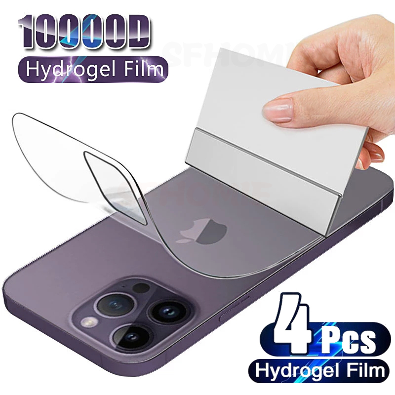 Film Hydrogel pour iPhone, Protecteurs d'écran pour iPhone 11, 12, 13, 14 Pro Max, 6, 7, 8 Plus, Film arrière en poly XS MAX, Pas de verre, 4 pièces n° 1