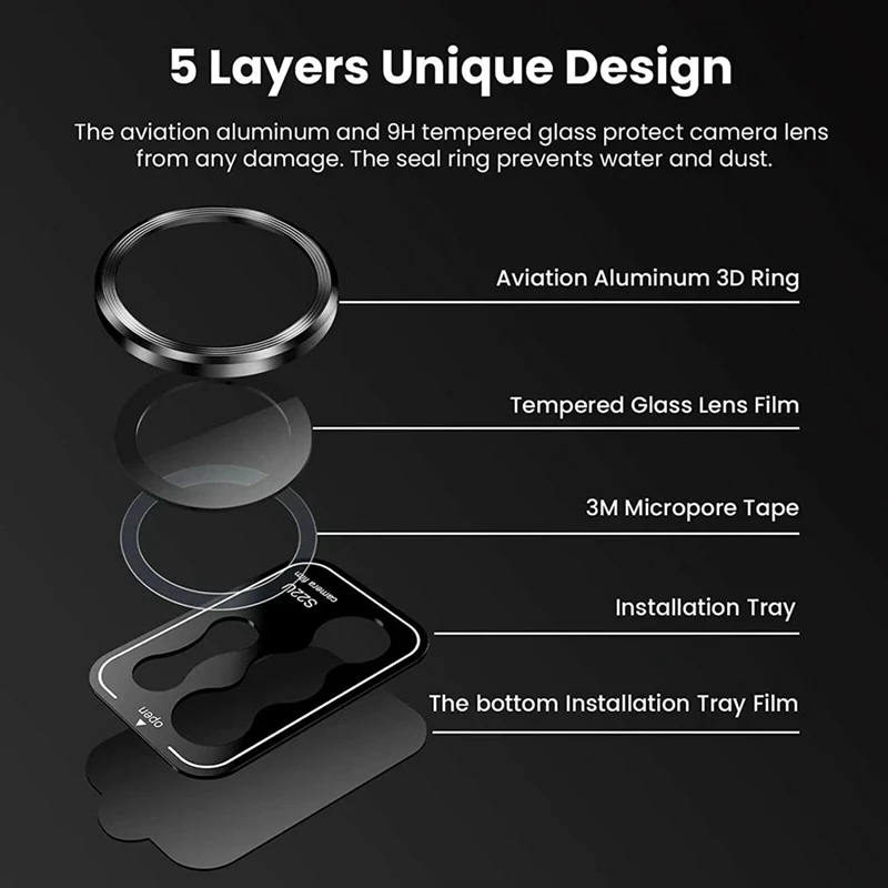 Protecteur d'écran d'objectif de caméra en verre, anneau d'objectif en métal, Samsung Galaxy S23, S22 Ultra Plus, S23 Ultra n° 2