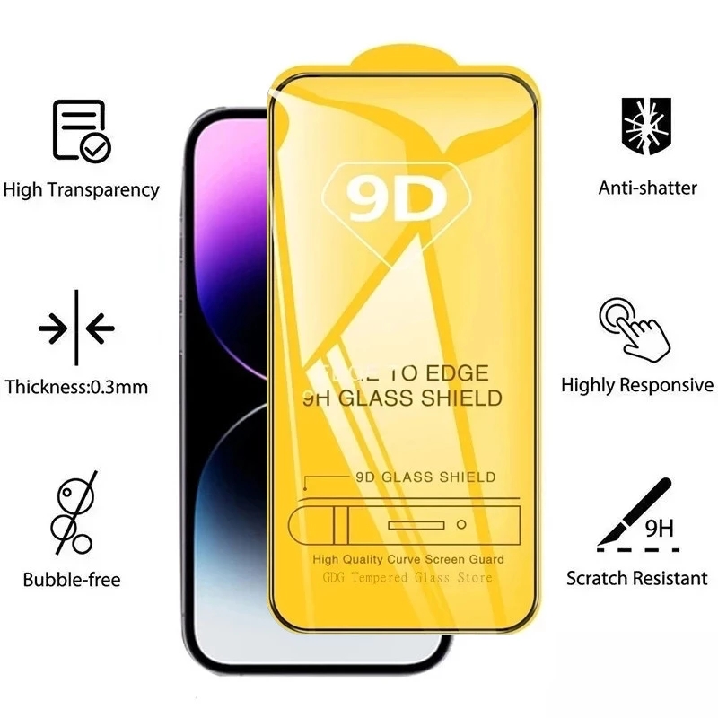 Protecteur d'écran en verre de protection 9D, verre guatémaltèque, iPhone 14 13 12 11 Pro Max Mini 7 8 Plus 11 15 Poly XS MAX, 5 pièces n° 2