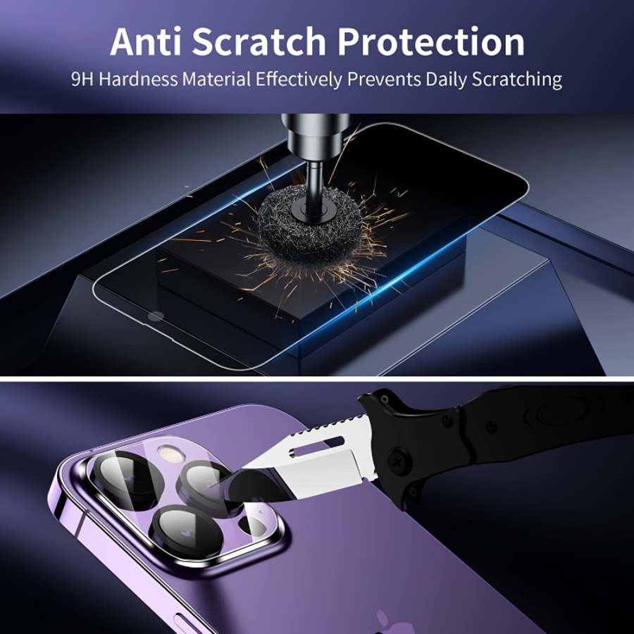 Protecteur d'écran de confidentialité avec protecteur d'objectif d'appareil photo, iPhone 14 13 12 11 Pro Max, 2 + 2 paquets n° 3
