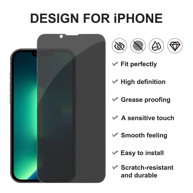 Protecteur d'écran anti-espion pour iPhone, couverture complète, verre de confidentialité, 13, 12, 14 Pro Max, Mini XS MAX, 8 Plus, 11, 15 PRO MAX, X Poly n° 3