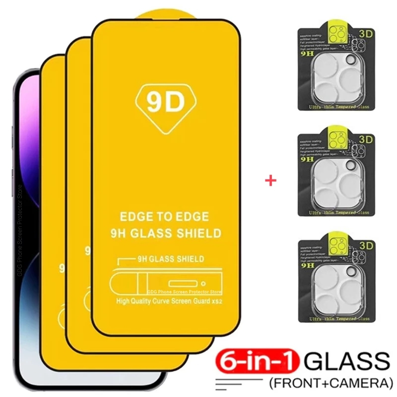 Protecteur d'écran en verre pour iPhone, verre de protection pour objectif d'appareil photo, 9D Guatemala, iPhone 14, 15 Pro Max, 12 Mini, 14Plus, 13 Pro, XS MAX n° 1