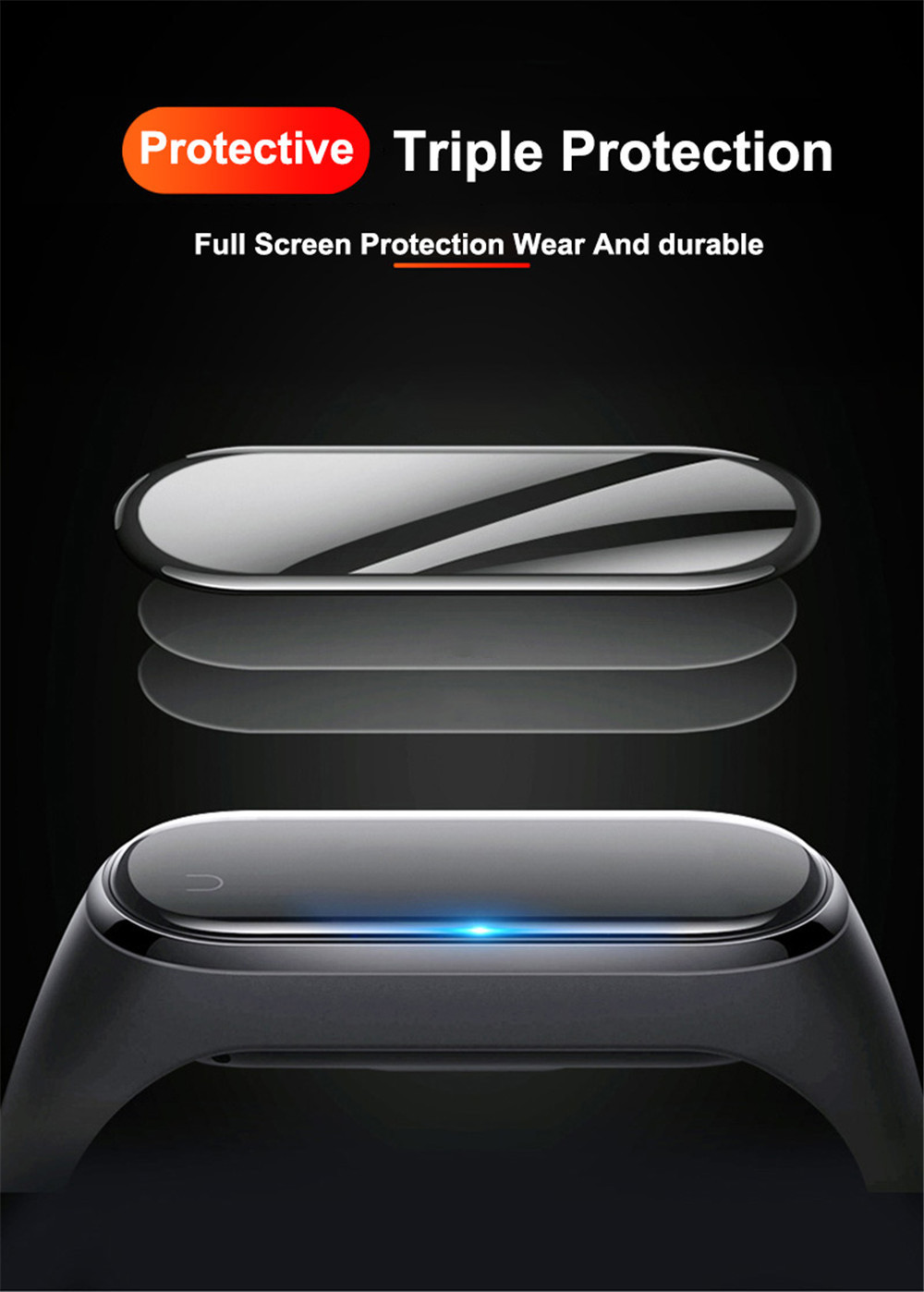 Protecteurs d'écran pour Xiaomi MI Band 7, 6, 5, 4, Film Smartwatch, Accessoires, Verre du Guatemala, 9D, Juste de protection complète, Film HD, 1-5 pièces n° 6