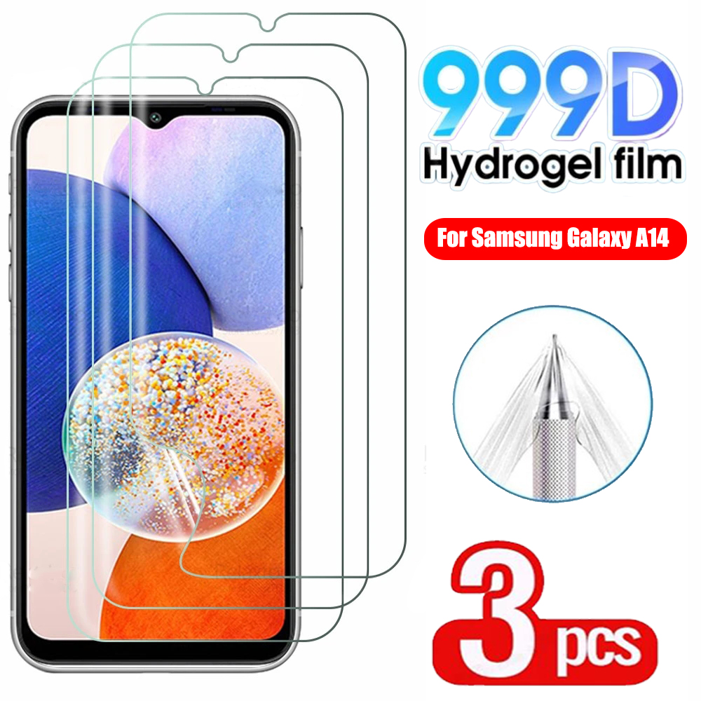 Protecteur d'écran pour Samsung Galaxy A14 5G, 3 à 1 pièces, entièrement incurvé, transparent, film en Hydrogel TPU souple, pas du verre n° 1