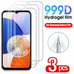 Protecteur d'écran pour Samsung Galaxy A14 5G, 3 à 1 pièces, entièrement incurvé, transparent, film en Hydrogel TPU souple, pas du verre