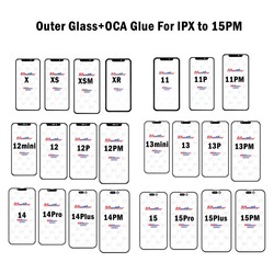 Musttby-Verre d'écran tactile ORI avec colle OCA, remplacement de l'objectif extérieur, compatible avec iPhone 15, 15Pro Max, 14 Plus, 13, 12, 11 Pro, similaire à 1:1, 5 pièces small picture n° 2