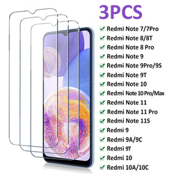 Protecteur d'écran pour Xiaomi Redmi Note 9 10 11 Pro Max 9s 10s, film en verre, 10A 9T 9A 10C 9C, 3 pièces