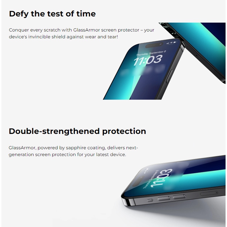 Benks GlassArmor Sapphire Coated Screen Protector, iPhone 15 Pro Max, Apple 14ProMax HD VPN, Verre résistant aux chutes, F n° 4