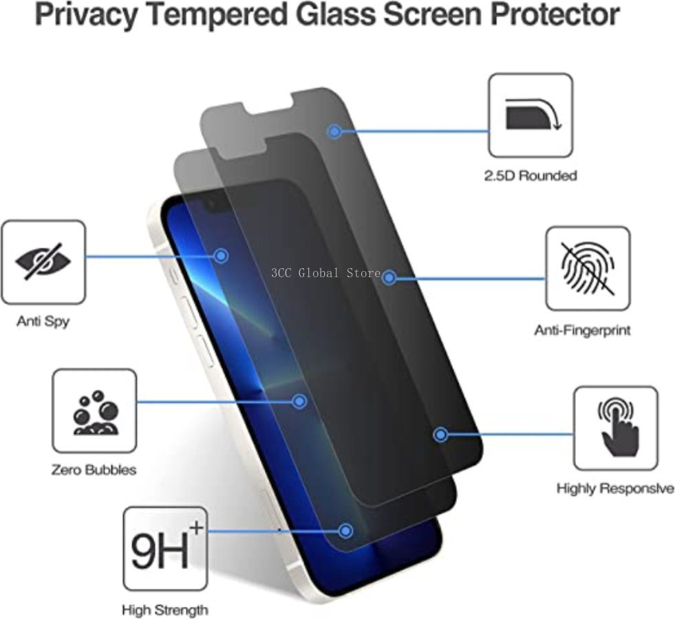 Protecteur d'écran de confidentialité anti-espion pour iPhone, verre guatémaltèque, 11, 12, 13, 14, 15 Pro Max, SE, 3, 7, 8 Plus, XS Max Poly, 2 paquets n° 2