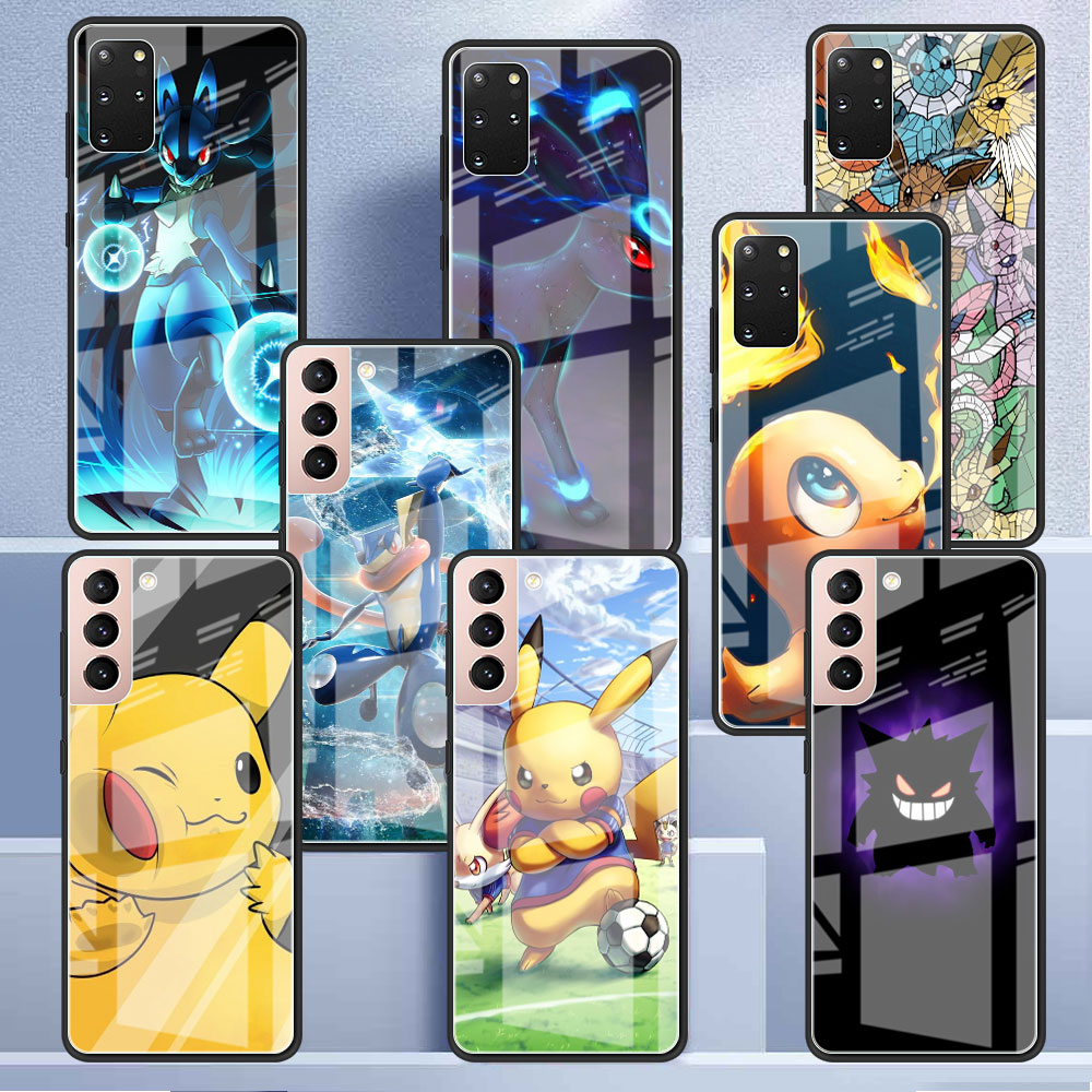 Coque en verre pour Samsung Galaxy, S22, Ultra, S20, Plus, S21, FE, Note 20, 10, S10, Lite, S9, S10e, Guatemala, Cartoon, Pokemon, Phone Cover n° 1