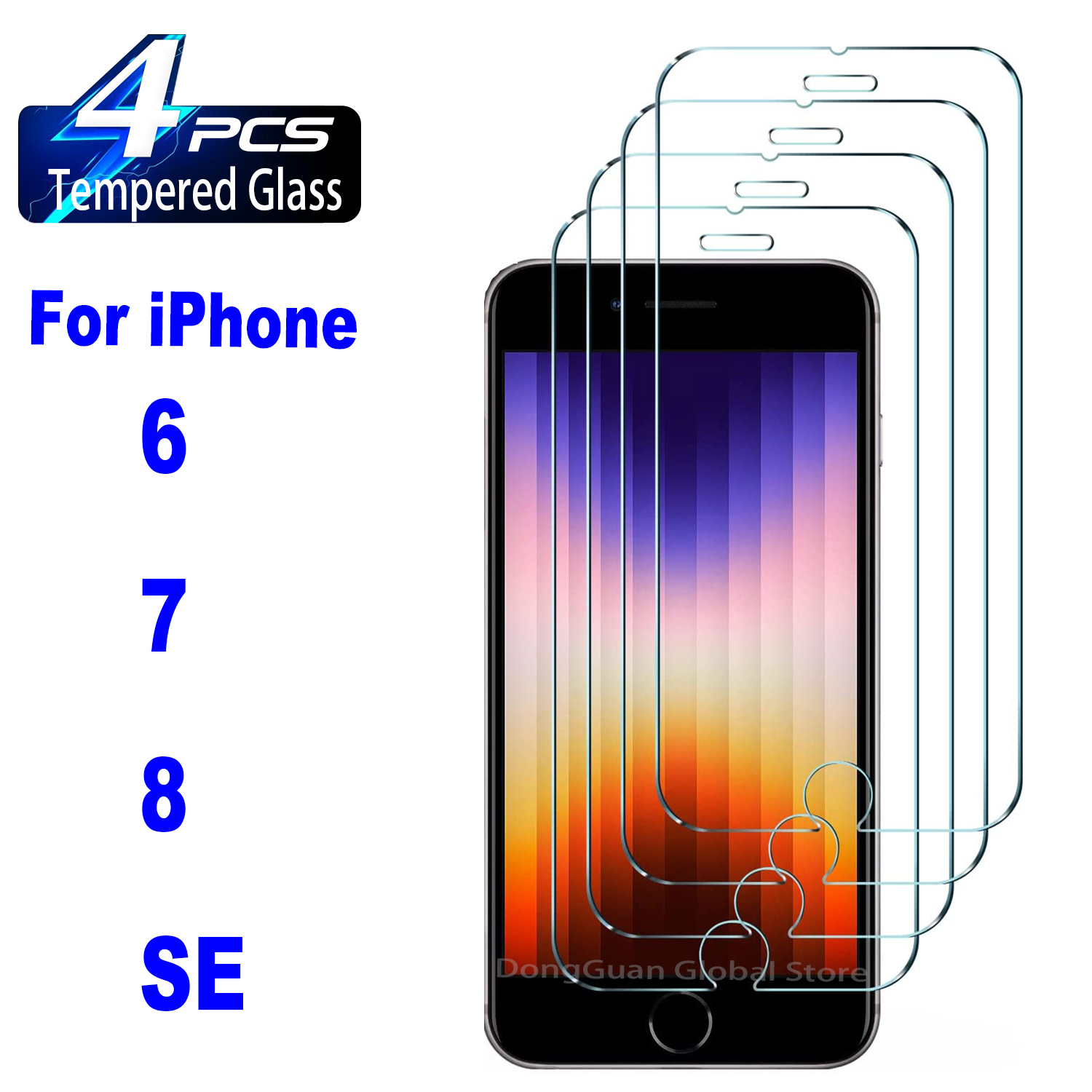 Film protecteur d'écran en verre pour iPhone, 4 pièces, 9H, HD, haute luminosité, Guatemala, SE 2020, SE 2022, 6, 7, 8, 6s Plus n° 1