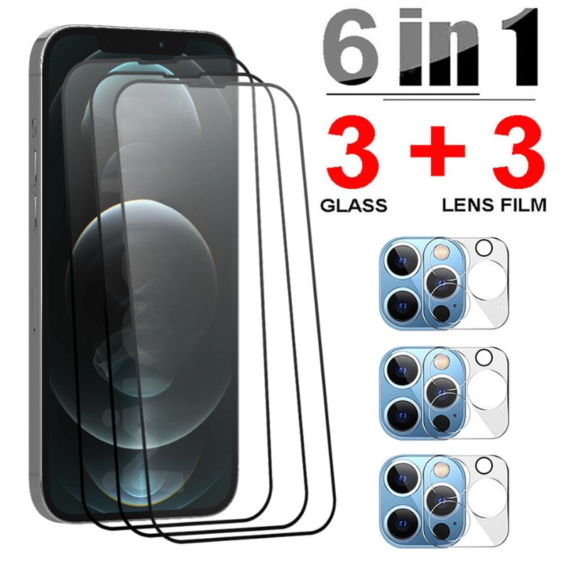 Protecteur d'écran en verre avec film d'objectif, 6 en 1, Guatemala, iPhone 11 Pro Max, 12, 13 Mini, 14 Plus, 15 Pro Max n° 1