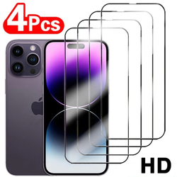 Protecteurs d'écran à couverture complète pour iPhone, verre guatémaltèque, iPhone 13 11 12 14 15 Pro Max 13Mini 12Mini X Poly XS MAX SE 8 7 14 Plus, 4 pièces