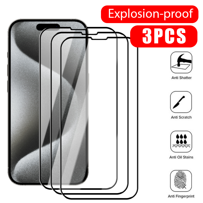 Protecteur d'écran en verre pour iPhone, iPhone 15, 14, 13, 12, 11 Pro Max, Mini, Guatemala, X, XS Max, Poly 7, 8, SE 2022, 3 pièces n° 1