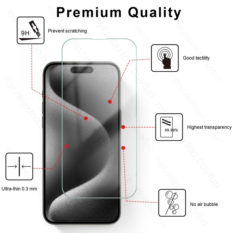 Verre de protection pour Apple iPhone, 4 en 1, 9H, Film protecteur d'écran pour objectif de caméra HD, iPhone 15 Pro Max Plus n° 3