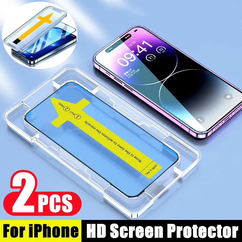 Protecteur d'écran de couverture complète pour iPhone, verre HD du Guatemala, installation en un clic, 14, 11, 12, 15, 13 Pro Max, Mini X, Poly XS MAX, 7, 8 Plus n° 1